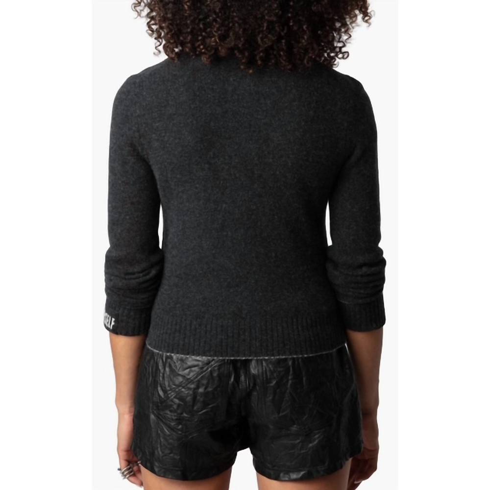 NEW ZADIG & VOLTAIRE zadig & voltaire voltia cashmere collared cardigan in anthr - Picture 4 of 6